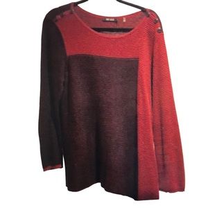 NIC+ZOE Maroon/Black Color-Block Sweater